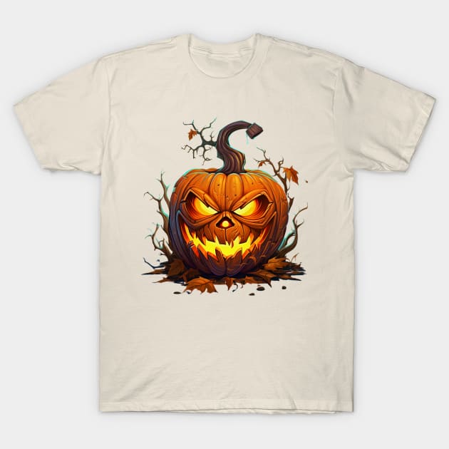 Scary Halloween Jack O'Lantern T-Shirt by CoolHippoQuotes